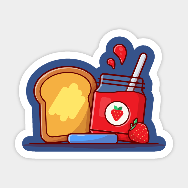 Toast Bread With Strawberry Jam Cartoon Vector Icon Illustration Sticker by Catalyst Labs